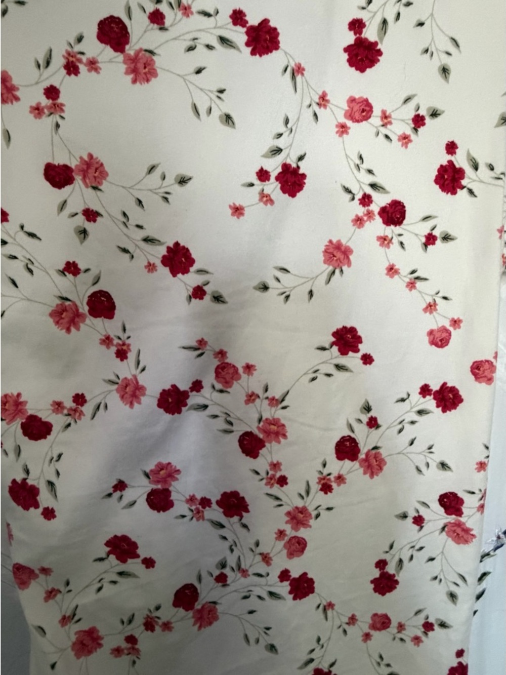 Floral Wrap Nursing Shirt with Tie Waist - Cream with Red Blossoms - Picture 5 of 6
